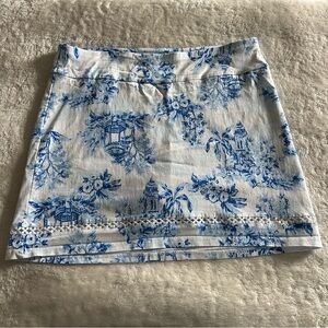 Crown & Ivy Blue Chinoiserie Floral Women's Stretch Skort size 12
